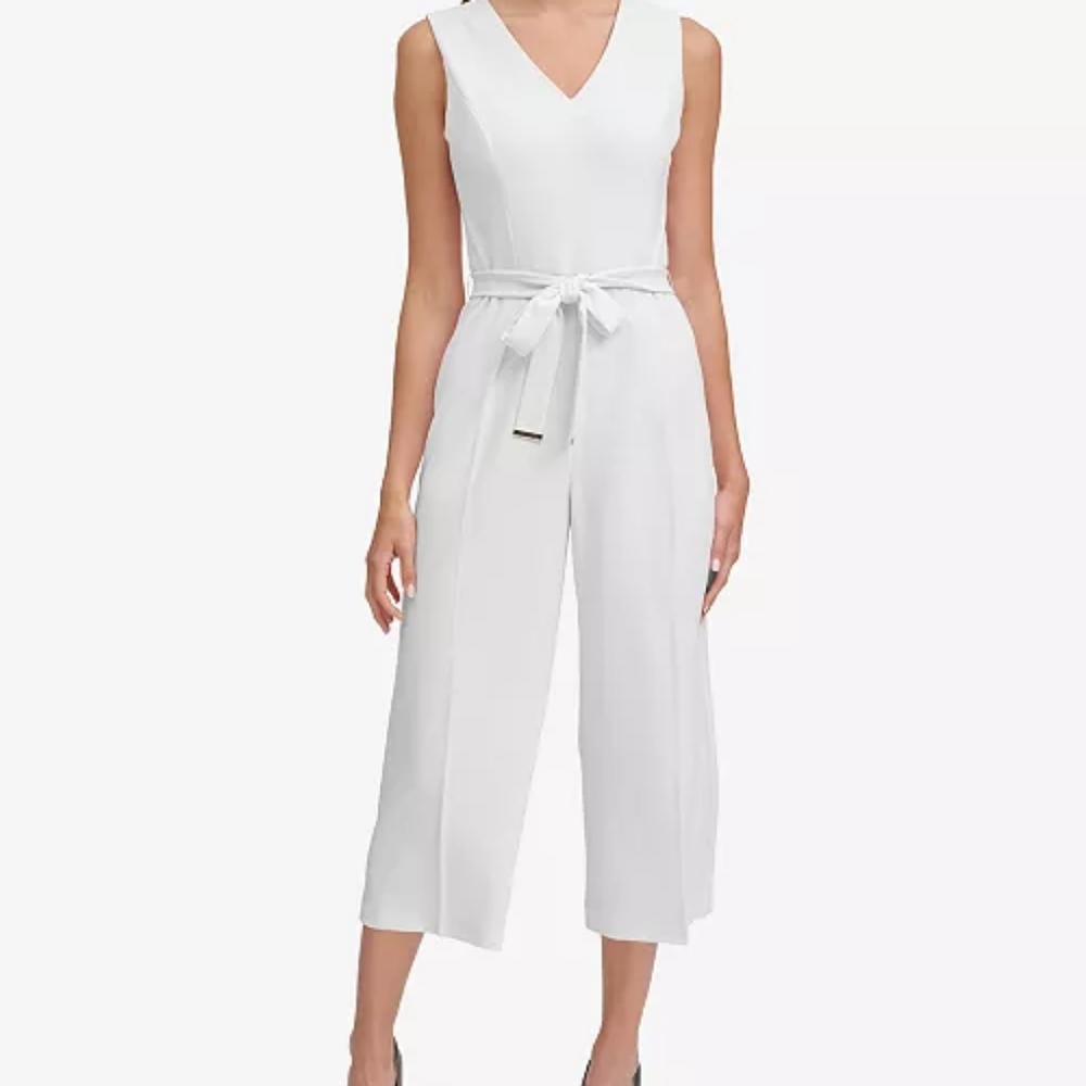 Black Tommy Hilfiger Belted Cropped Jumpsuit